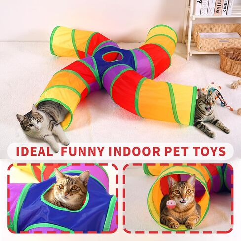 ‌ Coolcandy Tunnel Cat & Interactive Cat Toy Indoor ، ألعاب نفق S-T للقطط الداخلية ، كهف Peekaboo التفاعلي القابل للطي مع كرة اللعب ، للعب متعدد الاتجاهات والحيوانات الصغيرة in Saudi Arabia