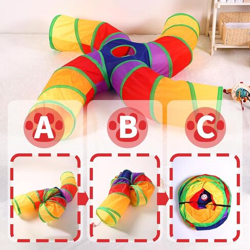 ‌ Coolcandy Tunnel Cat & Interactive Cat Toy Indoor ، ألعاب نفق S-T للقطط الداخلية ، كهف Peekaboo التفاعلي القابل للطي مع كرة اللعب ، للعب متعدد الاتجاهات والحيوانات الصغيرة in Saudi Arabia