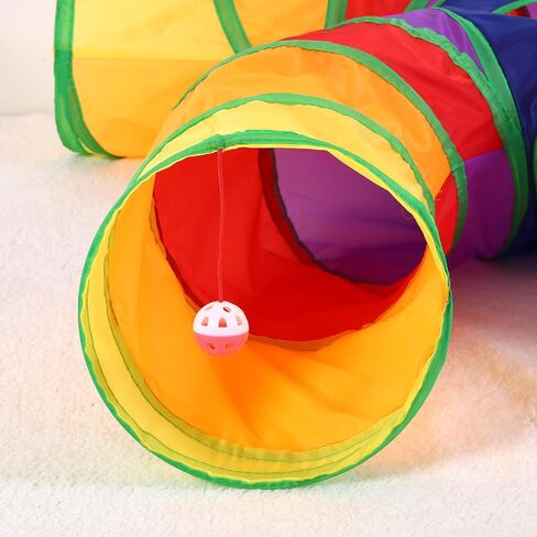 ‌ Coolcandy Tunnel Cat & Interactive Cat Toy Indoor ، ألعاب نفق S-T للقطط الداخلية ، كهف Peekaboo التفاعلي القابل للطي مع كرة اللعب ، للعب متعدد الاتجاهات والحيوانات الصغيرة in Saudi Arabia