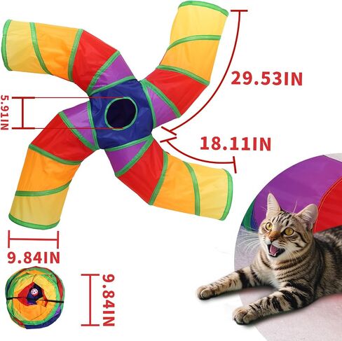 ‌ Coolcandy Tunnel Cat & Interactive Cat Toy Indoor ، ألعاب نفق S-T للقطط الداخلية ، كهف Peekaboo التفاعلي القابل للطي مع كرة اللعب ، للعب متعدد الاتجاهات والحيوانات الصغيرة in Saudi Arabia