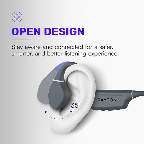 سماعات توصيل العظام Raycon ، سماعات أذن رياضية بلوتوث مفتوحة مع MIC ، سماعات الرأس IPX68 مقاومة للماء للتمرين والتشغيل ، وقت اللعب 13 ساعة ، أرجواني in Kuwait