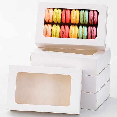 20PCS Macaron Boxes for 12,Chocolate Covered Strawberry Boxes with Window, Macaron Packaging Display for Strawberry Gift, Chocolate, Truffles,Desserts(Brown) in Saudi Arabia