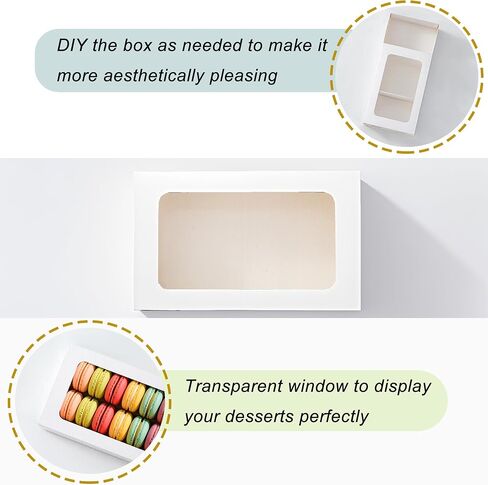 20PCS Macaron Boxes for 12,Chocolate Covered Strawberry Boxes with Window, Macaron Packaging Display for Strawberry Gift, Chocolate, Truffles,Desserts(Brown) in Saudi Arabia