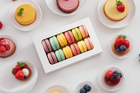 20PCS Macaron Boxes for 12,Chocolate Covered Strawberry Boxes with Window, Macaron Packaging Display for Strawberry Gift, Chocolate, Truffles,Desserts(Brown) in Saudi Arabia