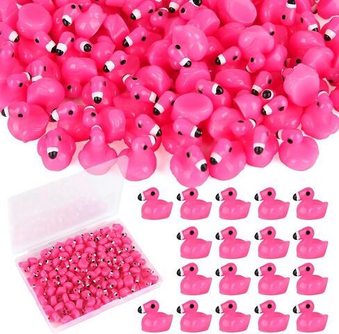 100 pcs ميني ميني راتنج فلامنغو البط ، تماثيل البط الصغيرة لإخفاء الوردي الوردي الفلامنغو توهج في الحيوانات الصغيرة المظلمة لكعكة الحديقة الصغيرة توبيبر المناظر الطبيعية المائية دمية ديكور المنزل in Kuwait