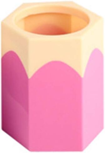 Brush Storage Pen Pencil Holder Container Desk Organizer Storage Pencil Shaped Pens Cup Stationery for Home Office School (Yellow) in Saudi Arabia