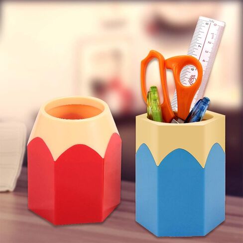 Brush Storage Pen Pencil Holder Container Desk Organizer Storage Pencil Shaped Pens Cup Stationery for Home Office School (Yellow) in Saudi Arabia