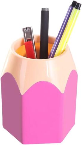 Brush Storage Pen Pencil Holder Container Desk Organizer Storage Pencil Shaped Pens Cup Stationery for Home Office School (Yellow) in Saudi Arabia