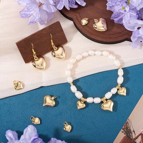 Craftdady 18K Gold Prass Brass Metal Charms Presants Crescent Moon Flower Heart Presants Hollow Cruncifix Cross Dangle Tharms for DIY Craft Craft Carring Bracelet Mowner in Kuwait