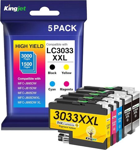 Kingjet LC30333XXL حبر خرطوشة البديل لـ Brother LC3033 LC3035 Work for Brother MFC-J995DW MFC-J995DWXL MFC-J805DW MFC-J805DWXL MFC-J815DW-LC3033 in Kuwait