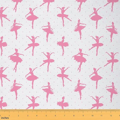 Ballet Girls Fabric by The Yard Hand Painted Ballet Dancer Pink Silhouette Craft Hobby Fabric for Kids Teens Adults Dancing Pose Polka Dot Decorative Fabric for Quilting Sewing DIY Gift,1 Yard in Kuwait