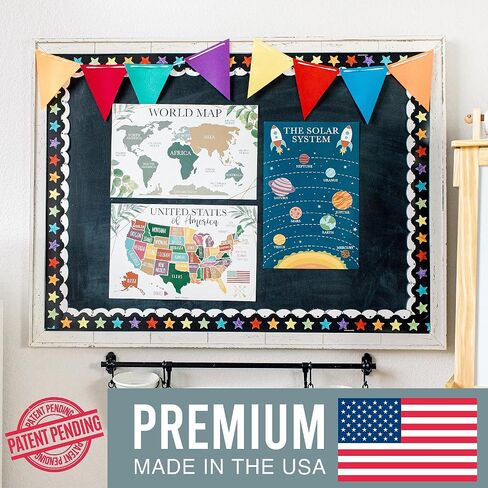 Hadley Designs 4 Alphabet, Map of United States, World Map, & Solar System Posters - Laminated ABC Charts for Toddlers Wall Decor, Boho Posters for Kindergarten, Prek Classroom or Homeschool 11x17 in Saudi Arabia
