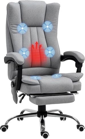 كرسي مكتب Vinsetto Microfiber ، كرسي كمبيوتر عالي الظهر مع تدليك 6 نقاط ، حرارة ، ارتفاع قابل للتعديل ومسند قدم قابل للسحب ، رمادي in Kuwait