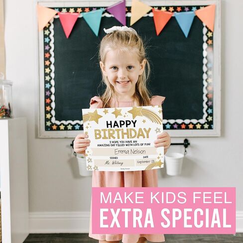 Birthday Certificates for Students – 25 Happy Birthday Classroom Awards for Kids, Classroom Supplies for Teachers, School Gifts, Boho Certificate Awards in Saudi Arabia
