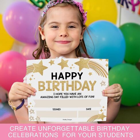 Birthday Certificates for Students – 25 Happy Birthday Classroom Awards for Kids, Classroom Supplies for Teachers, School Gifts, Boho Certificate Awards in Saudi Arabia