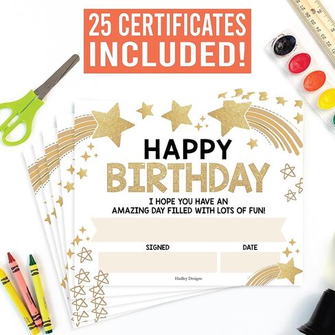 Birthday Certificates for Students – 25 Happy Birthday Classroom Awards for Kids, Classroom Supplies for Teachers, School Gifts, Boho Certificate Awards in Saudi Arabia