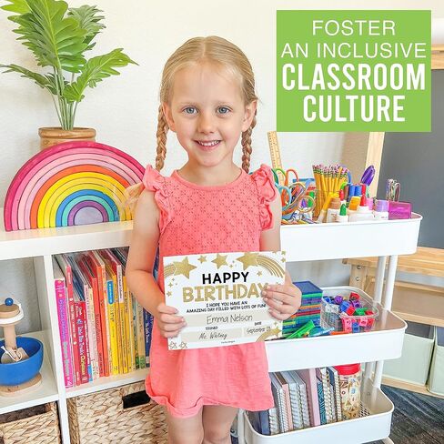 Birthday Certificates for Students – 25 Happy Birthday Classroom Awards for Kids, Classroom Supplies for Teachers, School Gifts, Boho Certificate Awards in Saudi Arabia