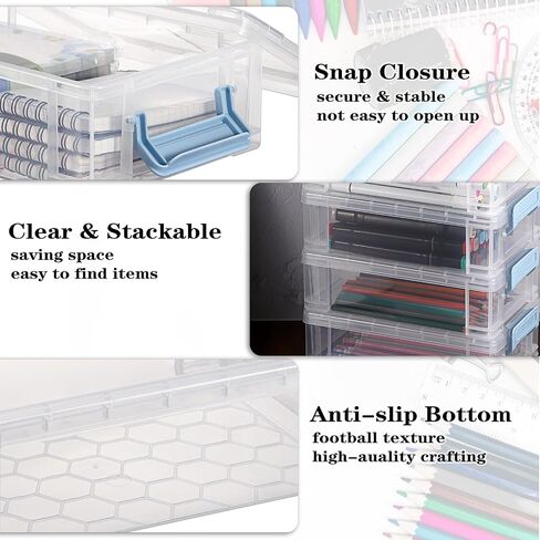 BTSKY 4 Pack Extra Large Plastic Pencil Box Stackable Translucent Clear Pencil Caase Crayon Box Set, Marker Organizer Art Supply Storage Organizer for Gel Pens Pencils Erasers Tape Markers etc(Grey) in Saudi Arabia