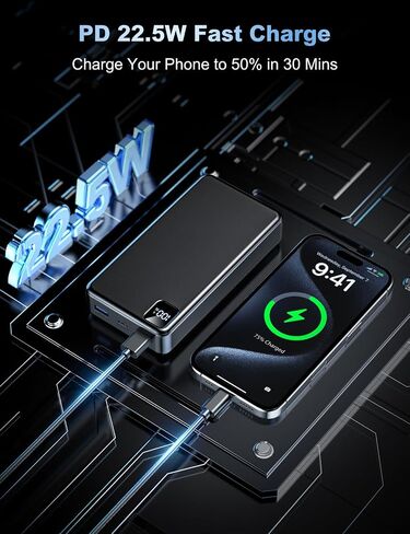 Portable Charger Power Bank 56800mAh Battery Pack-22.5W Fast Charging with USB C & LED Display, 3 Outputs High Capacity Portable Power Bank for iPhone 16/15/14/13 Series, Samsung, iPad etc in Saudi Arabia