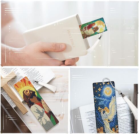 Dragon Diamond Art Painting Bookmarks - 6 Pcs DIY Diamond Painting Bookmarks Kits with Tassel Gem Art Craft Supplies with Flower Pattern Birthday Holiday Gift for Adults Beginners Book Lover in Saudi Arabia