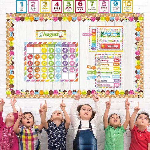 Rainbow Classroom Calendar Bulletin Board Set Colorful Calendar Bulletin Board Set for Rainbow Classroom Decoration with Hook and Loop Dot Stickers in Saudi Arabia