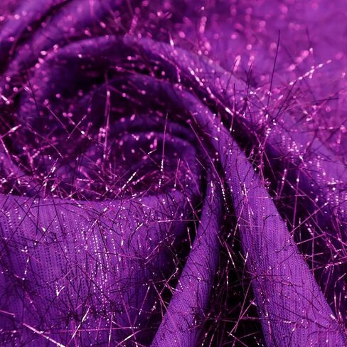 YYCRAFT Tinsel Fabric Metallic Eyelash Uragiri Lame Fabric by The Yard 59 Inches Wide Long Hair Shiny(2 Yards,White) in Saudi Arabia