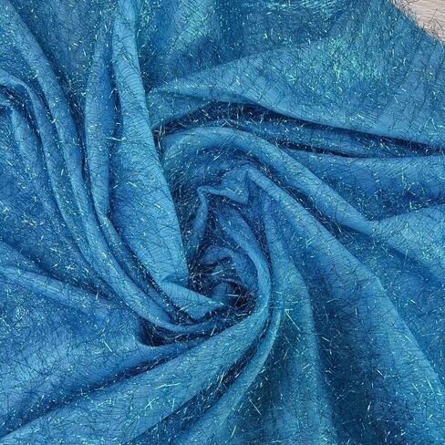 YYCRAFT Tinsel Fabric Metallic Eyelash Uragiri Lame Fabric by The Yard 59 Inches Wide Long Hair Shiny(2 Yards,White) in Saudi Arabia