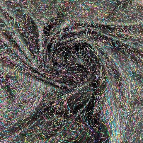 YYCRAFT Tinsel Fabric Metallic Eyelash Uragiri Lame Fabric by The Yard 59 Inches Wide Long Hair Shiny(2 Yards,White) in Saudi Arabia