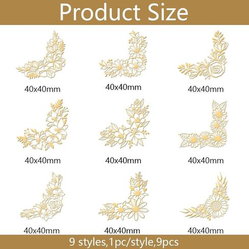 Olycraft 9pcs 1.6x1.6 inch ملصقات معدنية ذهبية معدنية محفوظة بوعاء ملصقات معدنية الصبار ملصقات ملصقات لاصقة على ملصقات الإيبوكسي الملصقات المعدنية ل DIY قصاصات الايبوكسي راتنجات الإبوكسي in Kuwait