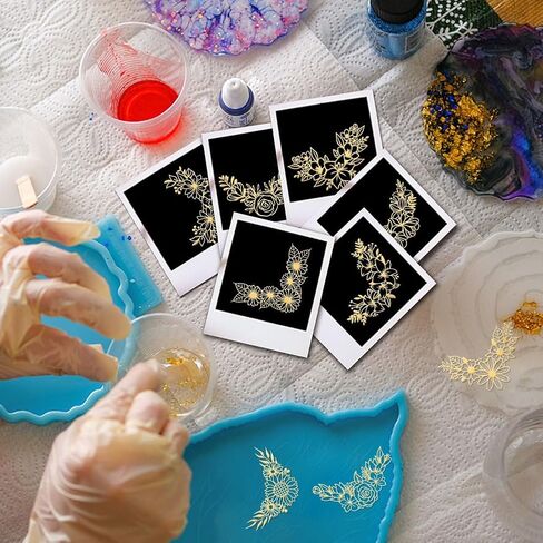 Olycraft 9pcs 1.6x1.6 inch ملصقات معدنية ذهبية معدنية محفوظة بوعاء ملصقات معدنية الصبار ملصقات ملصقات لاصقة على ملصقات الإيبوكسي الملصقات المعدنية ل DIY قصاصات الايبوكسي راتنجات الإبوكسي in Kuwait