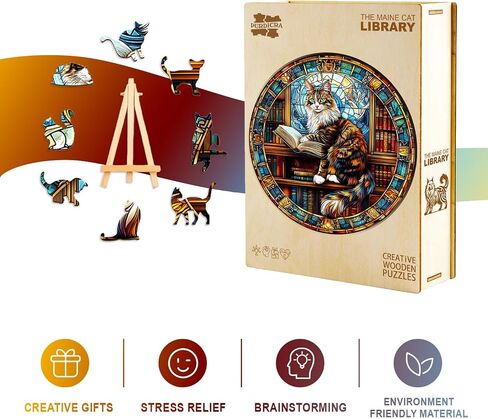 Wooden Puzzles for Adults - Challenging Dreamy Tabby Cat Adult Puzzle, Unique Animal Shaped Wooden Jigsaw Puzzles for Adults, Creative Gifts Family Games 8.5 * 6 in 100pcs in Saudi Arabia