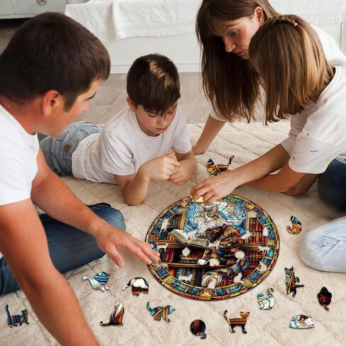 Wooden Puzzles for Adults - Challenging Dreamy Tabby Cat Adult Puzzle, Unique Animal Shaped Wooden Jigsaw Puzzles for Adults, Creative Gifts Family Games 8.5 * 6 in 100pcs in Saudi Arabia