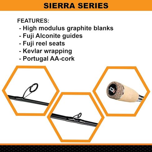 DOBYNS RODS Sierra Series 6'8 "Casting Bass Fishing Rod | SA682C | Medium Fast Action | Modulus Graphite فارغ مع ملف Kevlar | Fuji Reel Seat | Baitcasting Rod | Line 8-14lb lure 3/16-⅝ Oz. in Kuwait