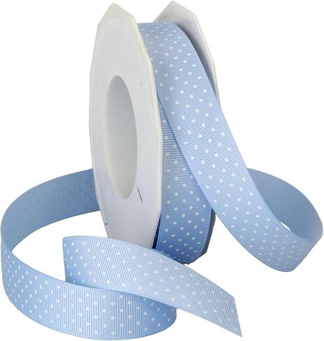 Morex Ribbon Swiss Dot Polyester Grosgrain Ribbon, 3/8-Inch by 20-Yard Spool, Aqua in Saudi Arabia