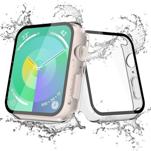 Julk [2 حزمة مقاومة للماء مقاومة للماء لـ Apple Watch Ultra/Ultra 2 2024 ، تم إنشاؤها في واقي شاشة زجاجي 9H ، غطاء وجه كامل للكمبيوتر الشخصي لـ IWatch 49mm ، Swim & Shower Safe ، شفاف in Kuwait