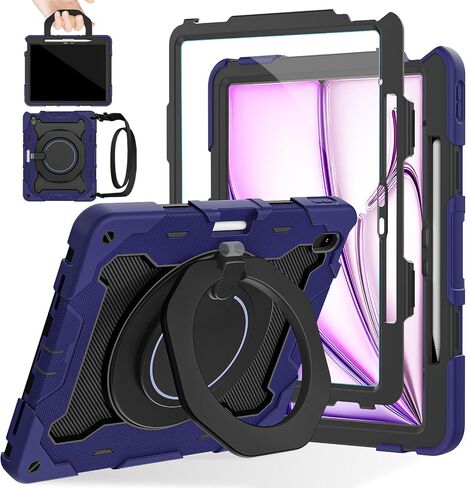 ROISKIN for iPad Air 13 Inch Case (M3 2025/M2 2024) for Kids with HD Screen Protector, 360 Kickstand,Handle, Shoulder Strap, Pen Holder, Rugged Heavy Duty Military Drop Protection Case for iPad Air 13 in Kuwait