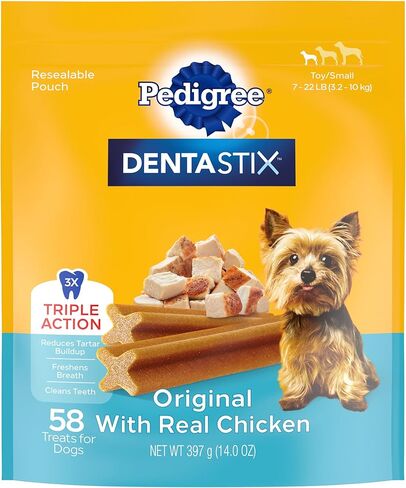 Pedigree DENTASTIX Toy/Small Dog Dental Treats Original Flavor Dental Bones, 1.68 lb. Value Pack (108 Treats) (Pack of 2) in Saudi Arabia