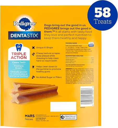 Pedigree DENTASTIX Toy/Small Dog Dental Treats Original Flavor Dental Bones, 1.68 lb. Value Pack (108 Treats) (Pack of 2) in Saudi Arabia