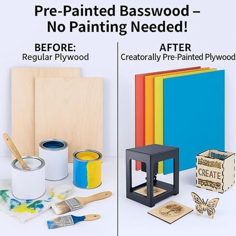 8 Pack Pre-Painted Colored Plywood Sheets,12x12x1/8 Inch (3mm), 8 Colors Mixed Basswood,Ideal for Laser Cutting, Engraving, DIY Crafts, Ornaments, Models Making (8 Colors Mixed) in Saudi Arabia