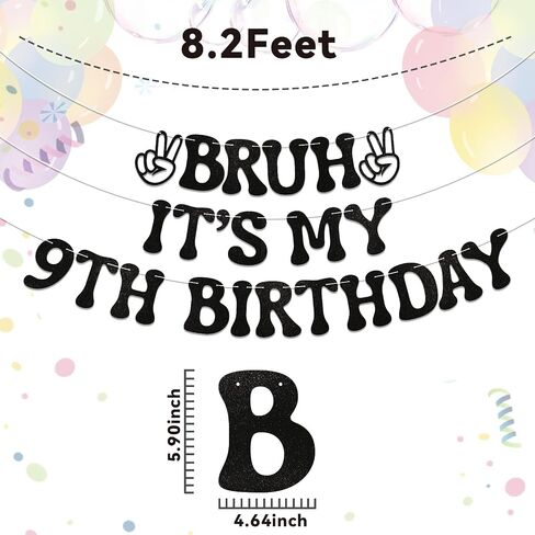 Bruh It's My 13th Birthday Banner - Boy Bday Party Decor, Teen Boy Party Sign, Funny 13th Bruh Birthday Bunting Black Glitter in Saudi Arabia
