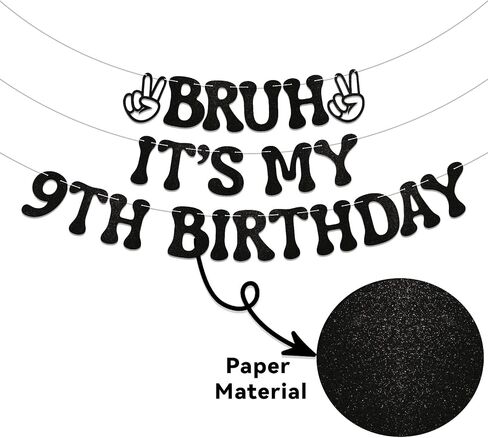 Bruh It's My 13th Birthday Banner - Boy Bday Party Decor, Teen Boy Party Sign, Funny 13th Bruh Birthday Bunting Black Glitter in Saudi Arabia