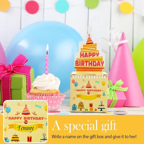 Blue Gift Box with 40Pcs Transparent Bags Pull Out Surprise Money Box for Happy Birthday Day Card and DIY Stickers for Any Age A Fun Way to Give Cash to Family and Friends in Saudi Arabia