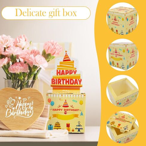 Blue Gift Box with 40Pcs Transparent Bags Pull Out Surprise Money Box for Happy Birthday Day Card and DIY Stickers for Any Age A Fun Way to Give Cash to Family and Friends in Saudi Arabia