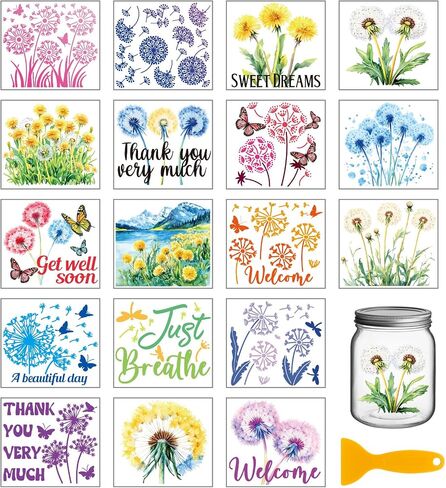GLOBLELAND 18Pcs Lavender Rub on Transfer 3.9x3.6inch Colorful Butterfly Woman Coffee Bird Book Home Decals Flowers Cup Transfer Decals for Furniture Vase Glass Art Crafts Decorations in Saudi Arabia