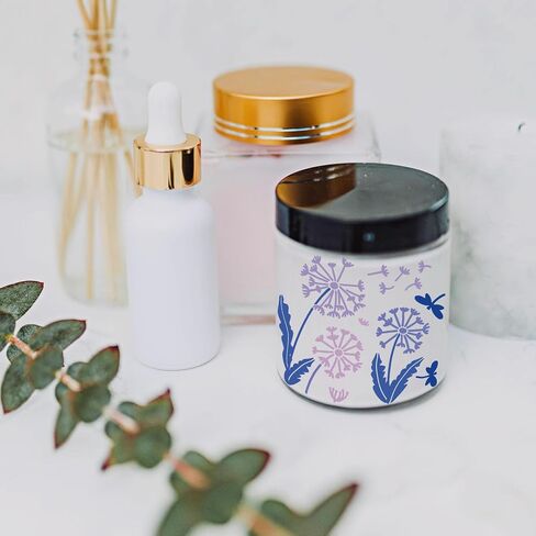 GLOBLELAND 18Pcs Lavender Rub on Transfer 3.9x3.6inch Colorful Butterfly Woman Coffee Bird Book Home Decals Flowers Cup Transfer Decals for Furniture Vase Glass Art Crafts Decorations in Saudi Arabia