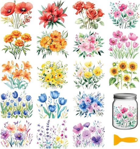Globleland 18pcs Lavender Rust on Transfer 3.9x3.6inch contlulflulflull butterfly woman coffee bird book home flowers cup transfor in Saudi Arabia
