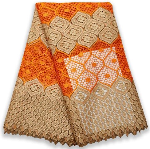 African Lace Fabric Water Soluble Guipure Fabric 5 Yards Nigerian Lace Cord Fabric for Daily Clothes Sewing （27433） in Saudi Arabia