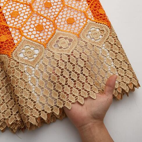 African Lace Fabric Water Soluble Guipure Fabric 5 Yards Nigerian Lace Cord Fabric for Daily Clothes Sewing （27433） in Saudi Arabia