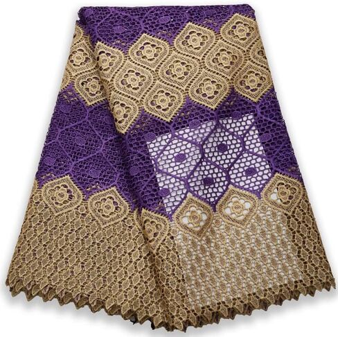 African Lace Fabric Water Soluble Guipure Fabric 5 Yards Nigerian Lace Cord Fabric for Daily Clothes Sewing （27433） in Saudi Arabia