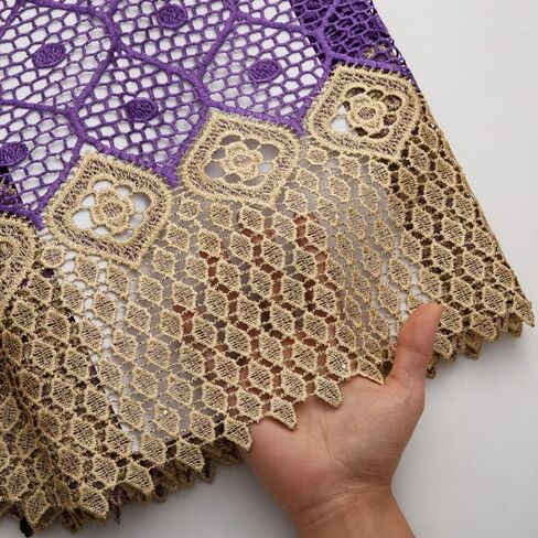 African Lace Fabric Water Soluble Guipure Fabric 5 Yards Nigerian Lace Cord Fabric for Daily Clothes Sewing （27433） in Saudi Arabia